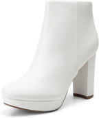 Women's Suede Chunky Heel Ankle Boots with Side Zipper