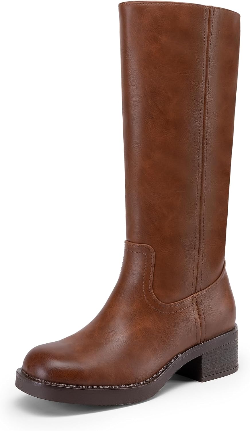 Women's Knee High Block Heel Riding Boots, Square Toe