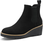 Women's Platform Wedge Chelsea Ankle Boots, Nubuck & Suede