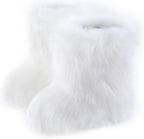 Women's Faux Fur Snow Boots – Fluffy Mid-Calf Flat Winter Boots