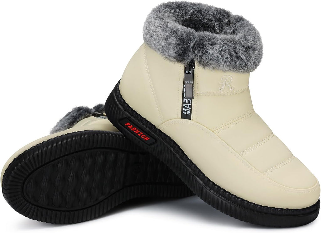 Women's Waterproof Platform Snow Boots, Fleece-Lined Ankle