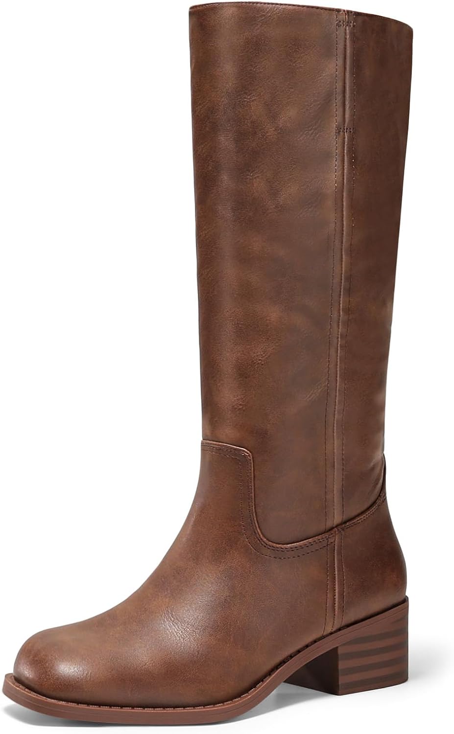 Women's Knee High Boots with Chunky Block Heel, Square Toe