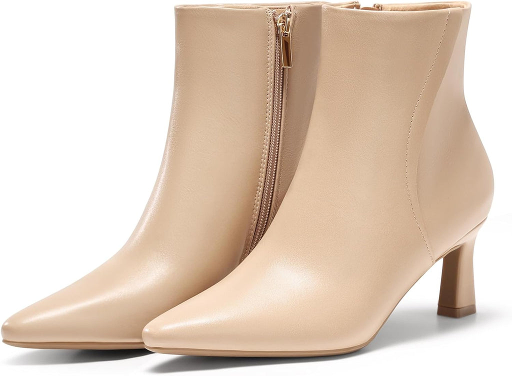 Women's Pointed-Toe Kitten Heel Ankle Boots, Side Zip