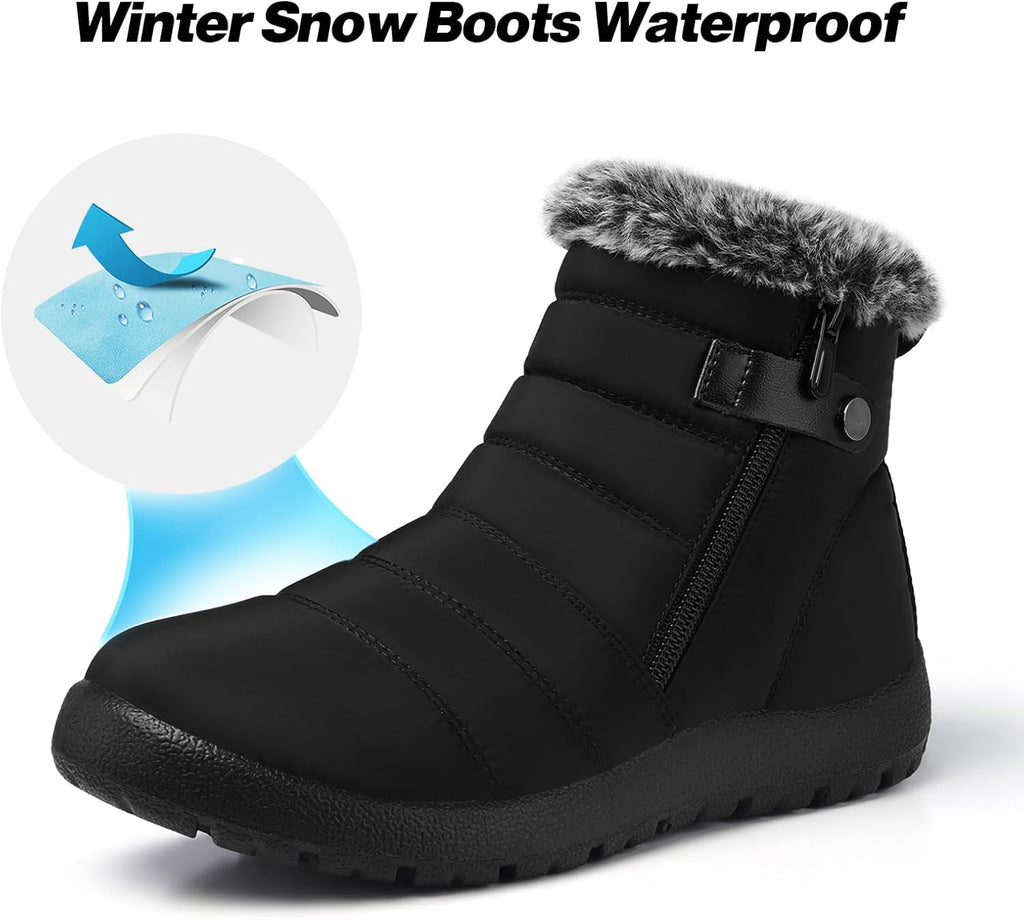 Women's Waterproof Snow Boots with Faux Fur Lining, Non-Slip