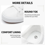 Women's White PU Leather Sneakers - Water-Resistant Casual