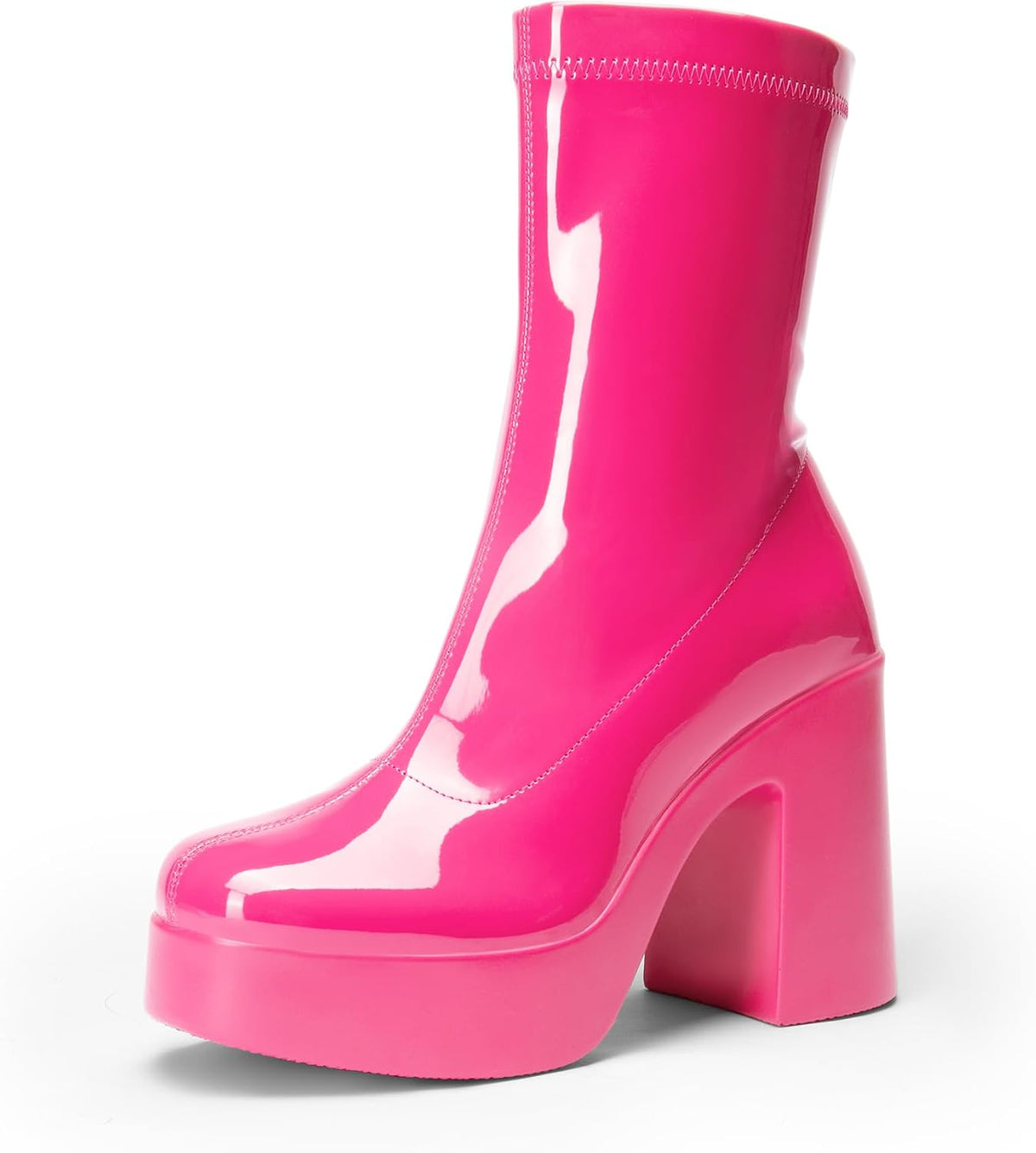 Women's Chunky Platform Gogo Ankle Boots with Side Zip