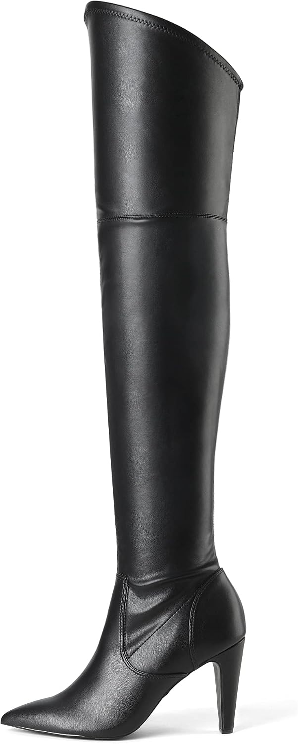 Women's Stretch Over the Knee Boots, 3.7" Heel, Pointed Toe