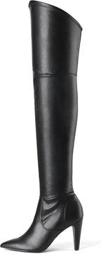 Women's Stretch Over the Knee Boots, 3.7" Heel, Pointed Toe