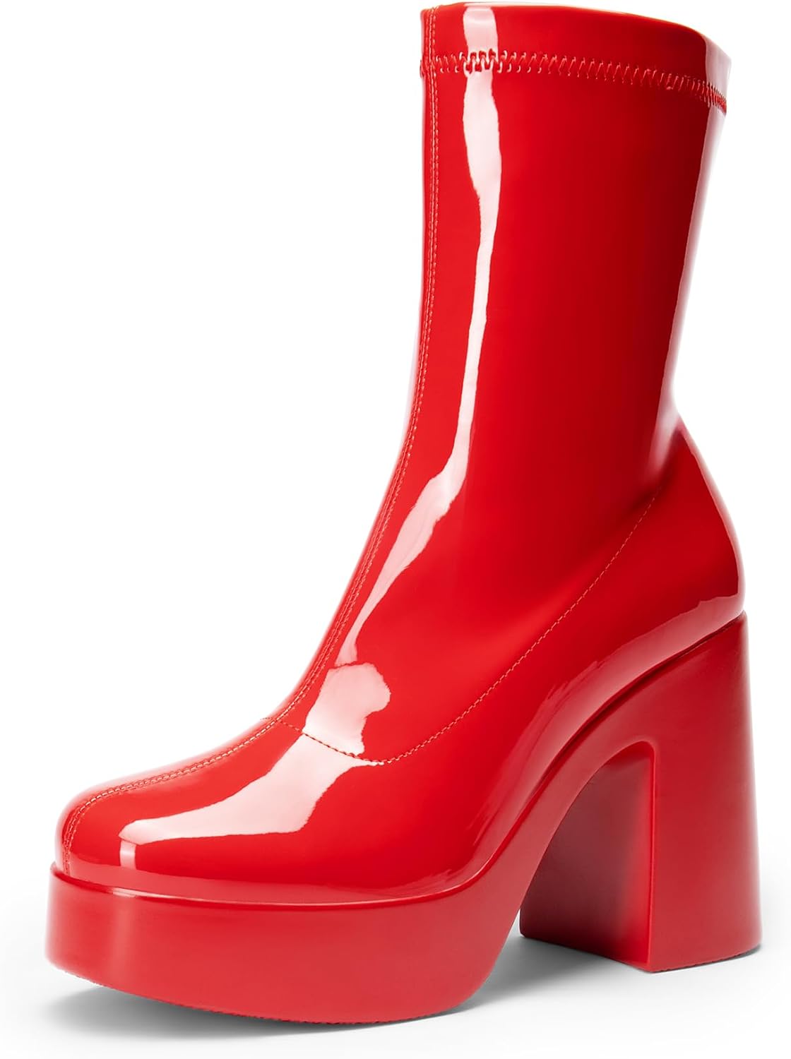 Women's Chunky Platform Gogo Ankle Boots with Side Zip