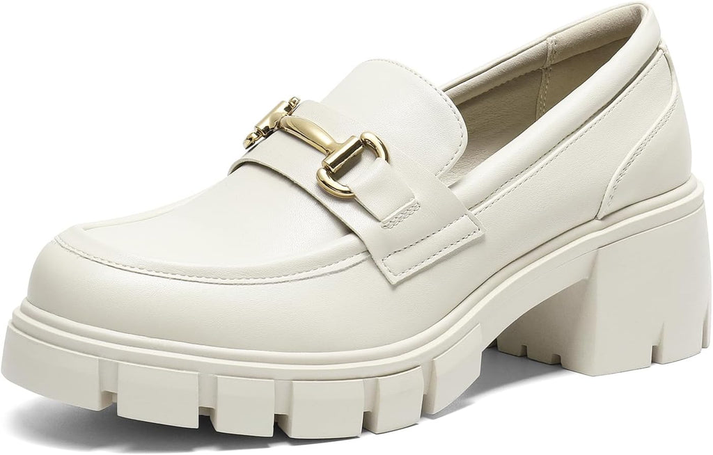 Women's Platform Chunky Loafers with Horse-Bit Detail