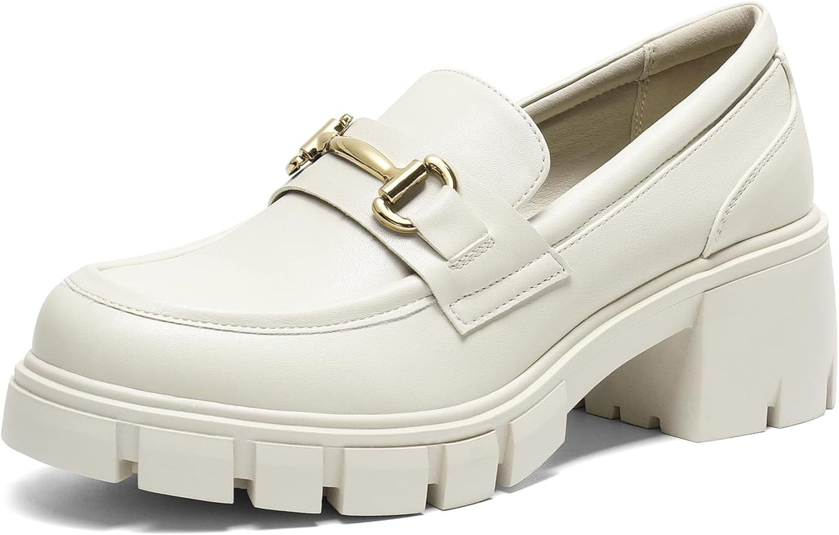 Women's Platform Chunky Loafers with Horse-Bit Detail