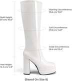 Women's White Gogo Platform Knee High Boots, Patent Finish