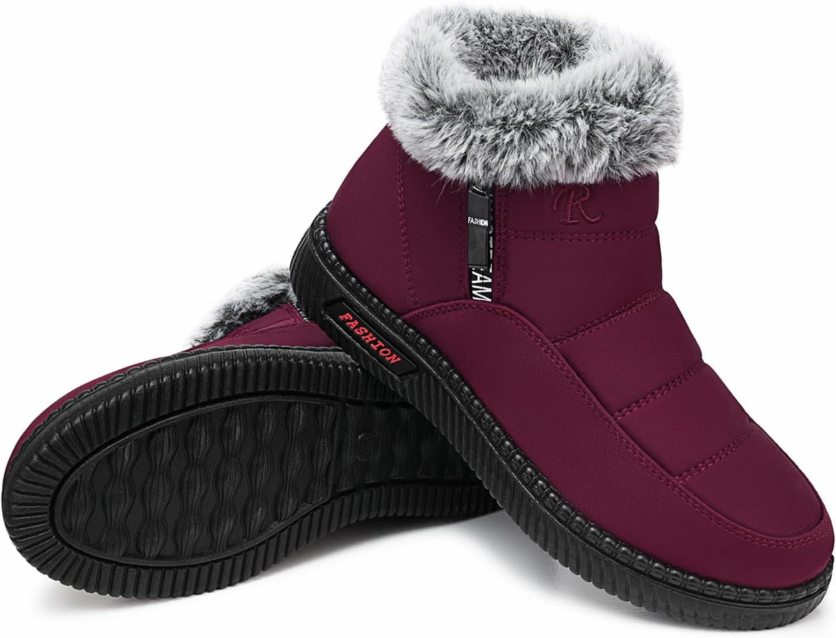Women's Waterproof Platform Snow Boots, Fleece-Lined Ankle