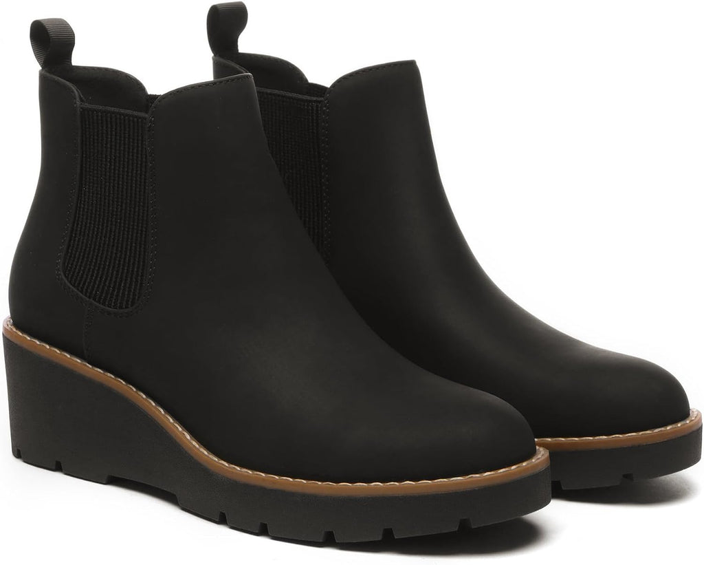 Women's Platform Wedge Chelsea Ankle Boots, Nubuck & Suede