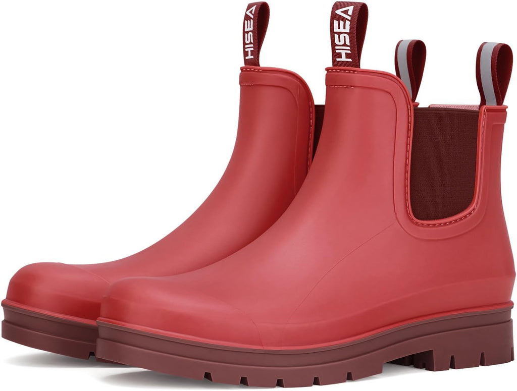 Women's Waterproof Chelsea Rain Boots, Short Ankle Style