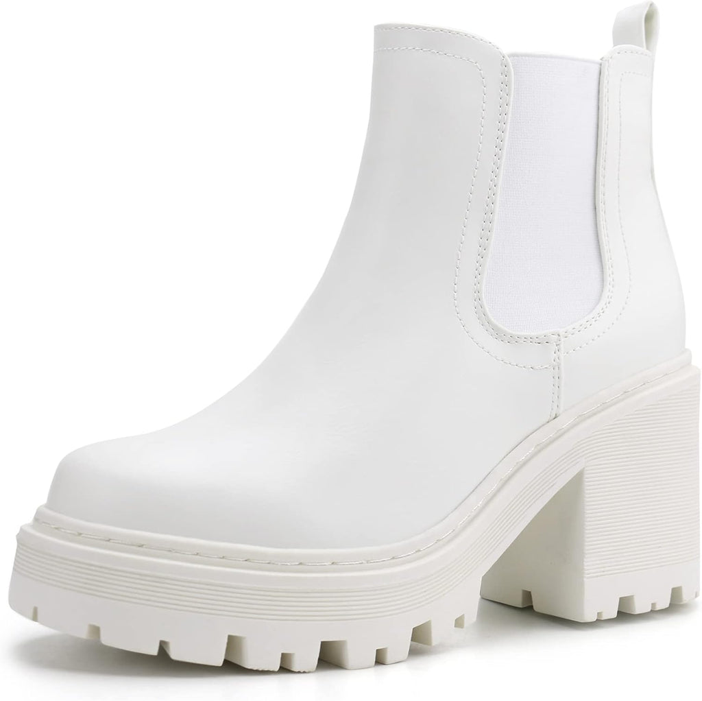 Women's Chunky Heel Chelsea Ankle Boots with Platform