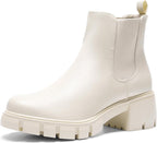 Women's Chunky Heel Chelsea Ankle Boots with Elastic Gore