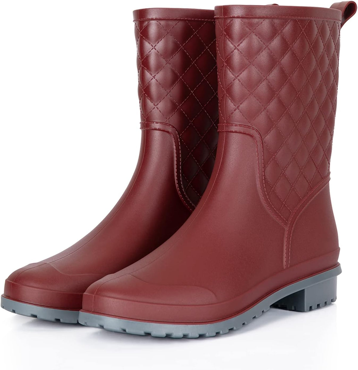 Women's Waterproof Mid-Calf Rain Boots, Quilted & Lightweight