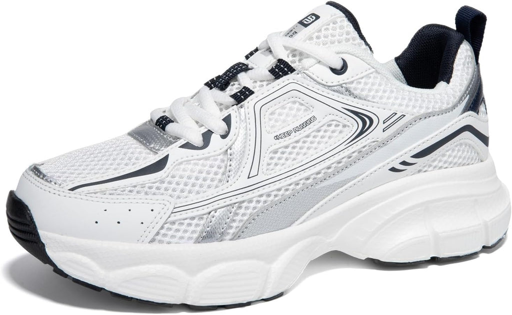 Women's Chunky Platform Sneakers with Mesh and Leather Upper