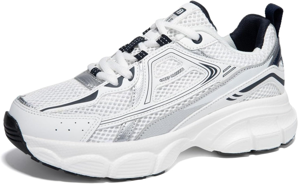 Women's Chunky Platform Sneakers with Mesh and Leather Upper