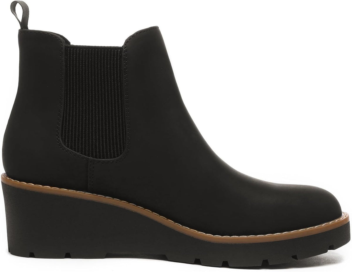Women's Platform Wedge Chelsea Ankle Boots, Nubuck & Suede