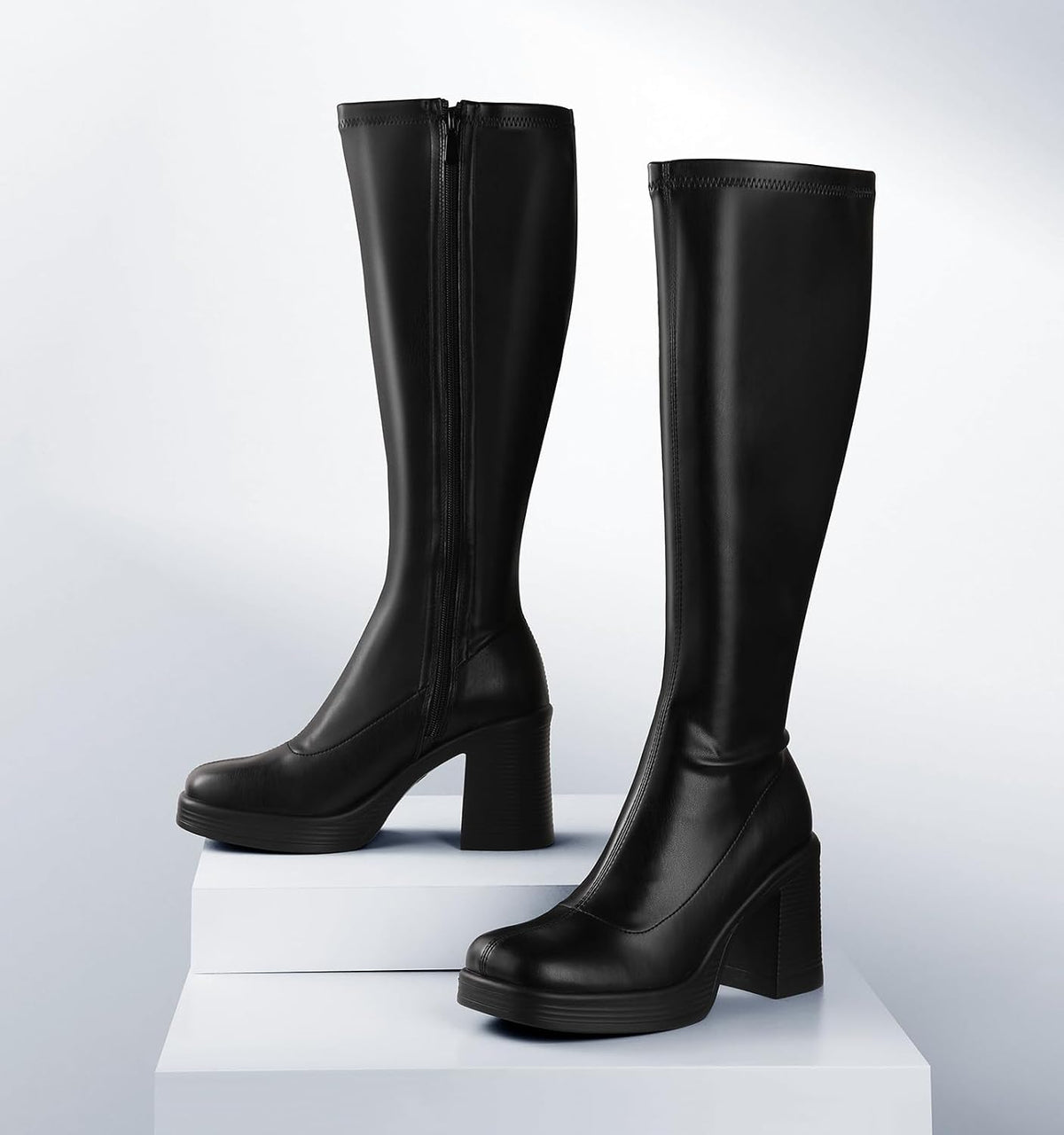 Women's Knee High Gogo Boots with Chunky Platform Heel