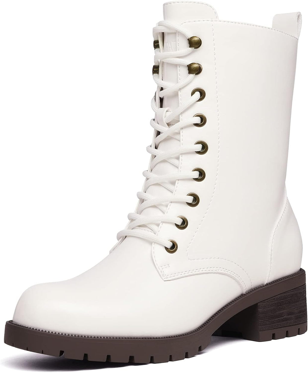Women's Mid-Calf Lace-Up Combat Boots with Side Zipper