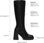 Women's Knee High Platform Boots, Wide Calf, Side Zip