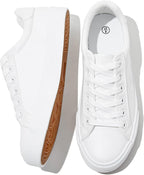 Women's White PU Leather Sneakers - Water-Resistant Casual