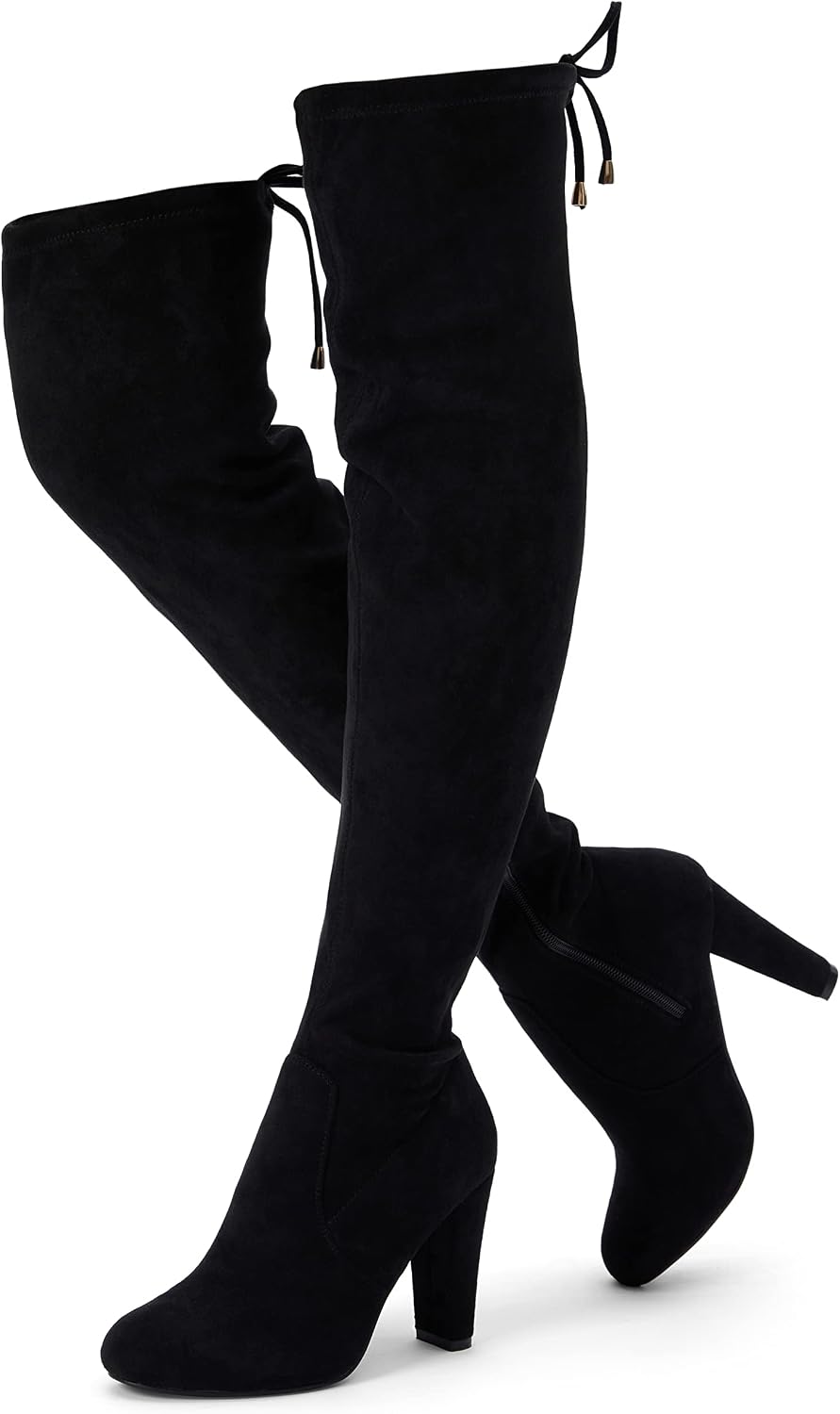 Women's Suede Thigh High Boots with 3.5" Block Heel