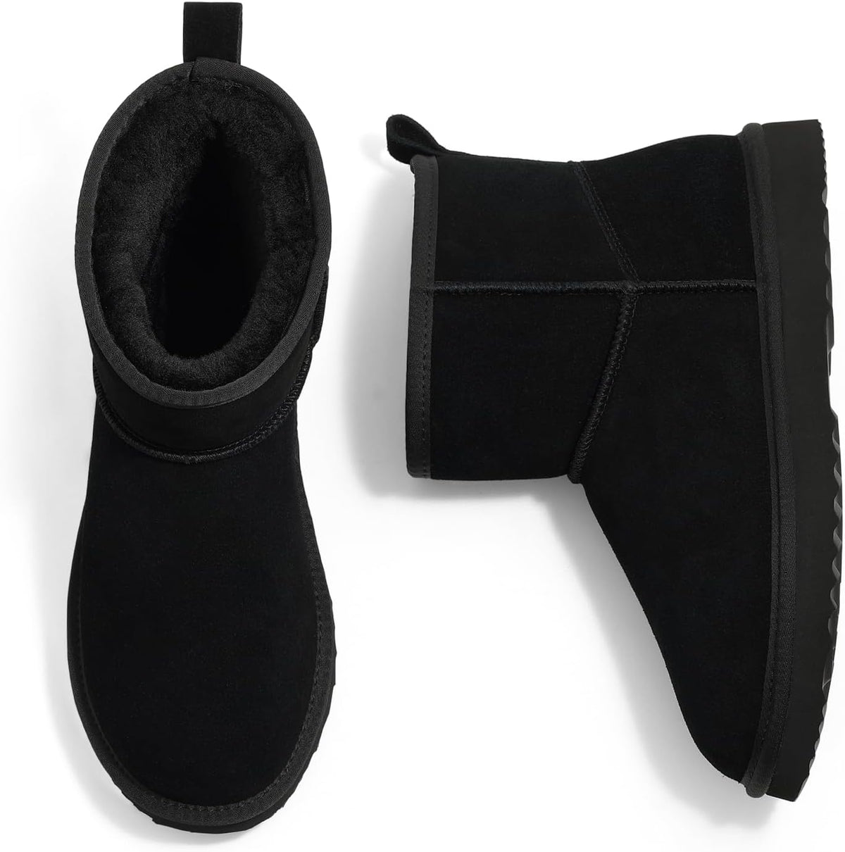 Women's Genuine Suede Mini Boots with Faux Fur Lining