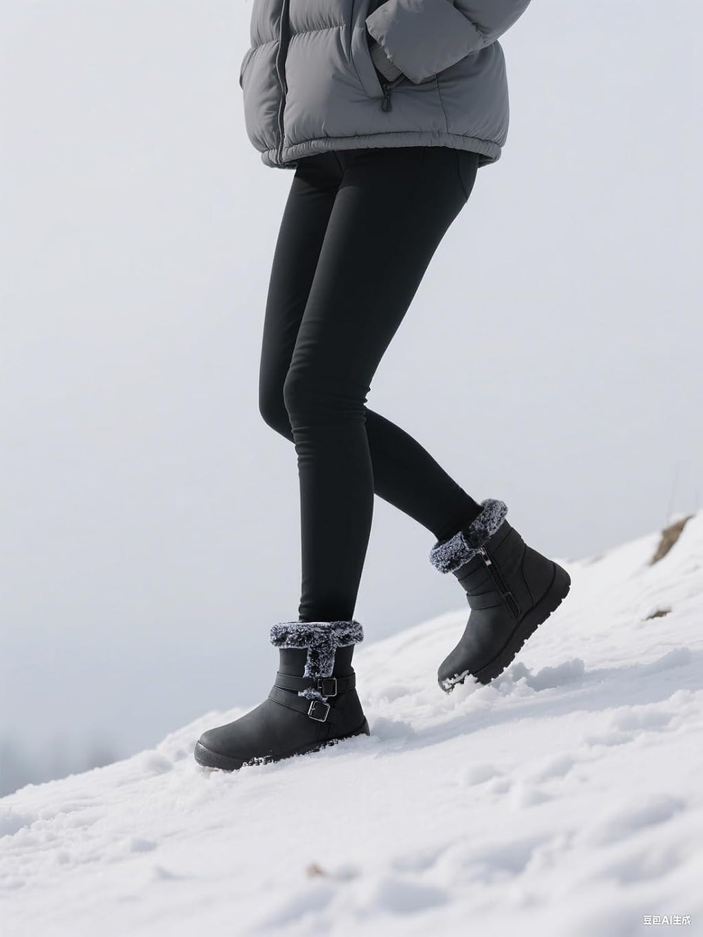 Women's Waterproof Fur Lined Snow Ankle Boots, Slip-On