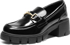 Women's Platform Chunky Loafers with Horse-Bit Detail