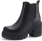 Women's Chunky Heel Chelsea Ankle Boots with Platform
