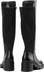 Women's Black Platform Knee High Boots with Lug Sole