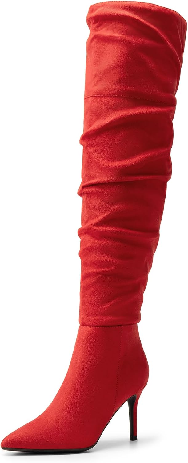 Women's Over-the-Knee Stiletto Boots with Inner Zip, 3" Heel