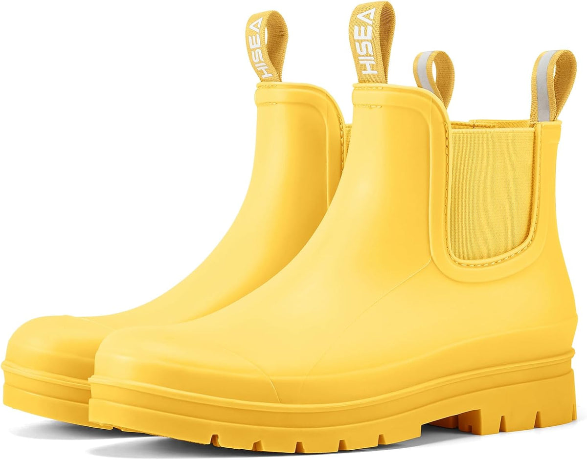 Women's Waterproof Chelsea Rain Boots, Short Ankle Style
