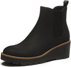 Women's Platform Wedge Chelsea Ankle Boots, Nubuck & Suede