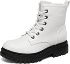 Women's Lace-Up Combat Boots with Lugged Platform Sole