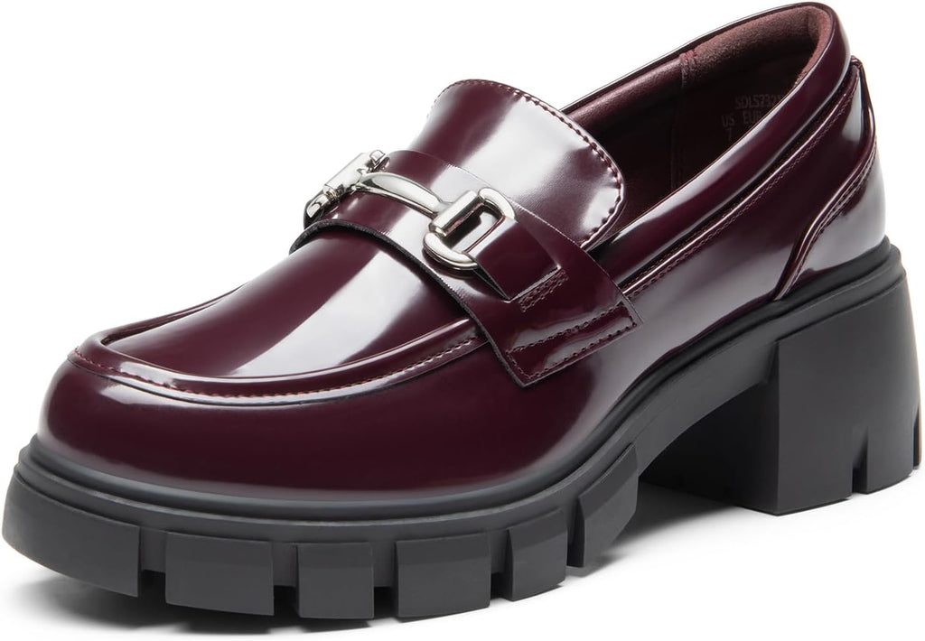 Women's Platform Chunky Loafers with Horse-Bit Detail