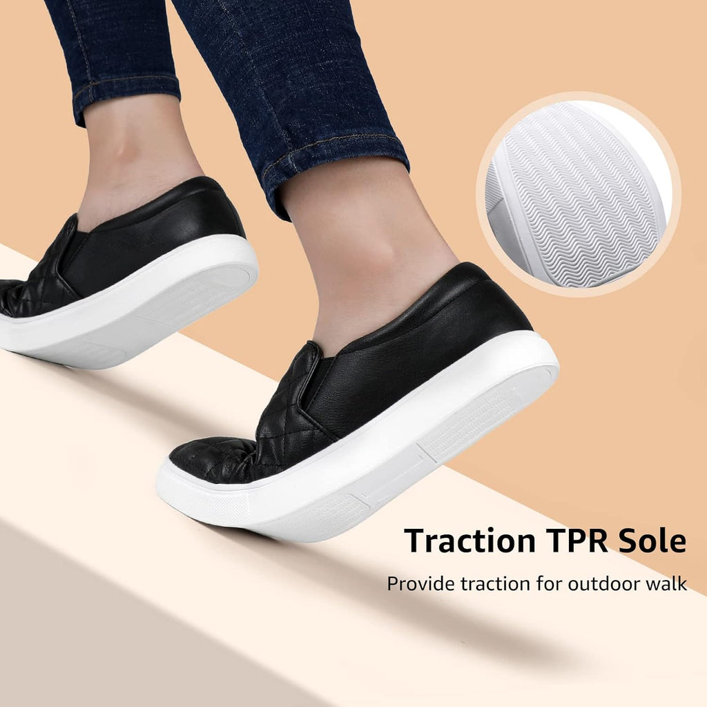 Women's Quilted Slip-On Sneakers in Vegan Faux Leather