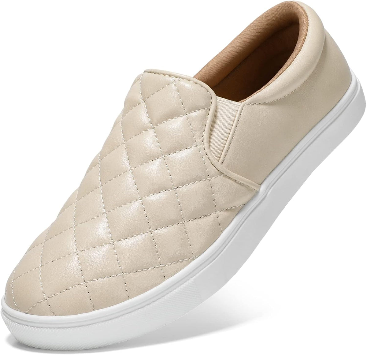 Women's Quilted Slip-On Sneakers in Vegan Faux Leather