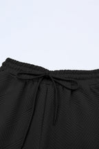 Solid Textured T-Shirt and Drawstring Pants Set