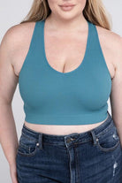Women's Shirts Plus Ribbed Cropped Racerback Tank Top