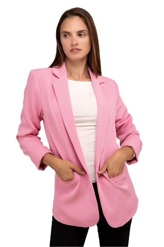 Women's BlazersWoven Long Sleeve Open Front Classic Blazer - VacationGrabs