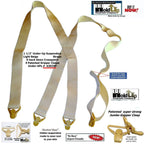 Holdup Brand Under-Up Series light tan hidden 1 1/2" Wide Suspenders with patented Tan Gripper Clasp