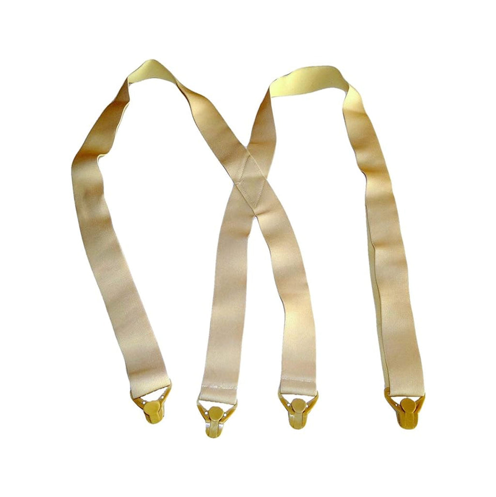 Holdup Brand Under-Up Series light tan hidden 1 1/2" Wide Suspenders with patented Tan Gripper Clasp