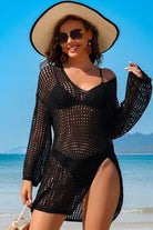 Crochet Side Split Beach Coverups Swimwear Dress - VacationGrabs