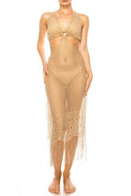 Swimwear - Relaxing Crochet With Tinsel Bottom Mid Cutout - VacationGrabs