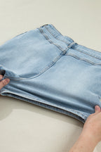 Bow Pocket Denim High Waist Shorts